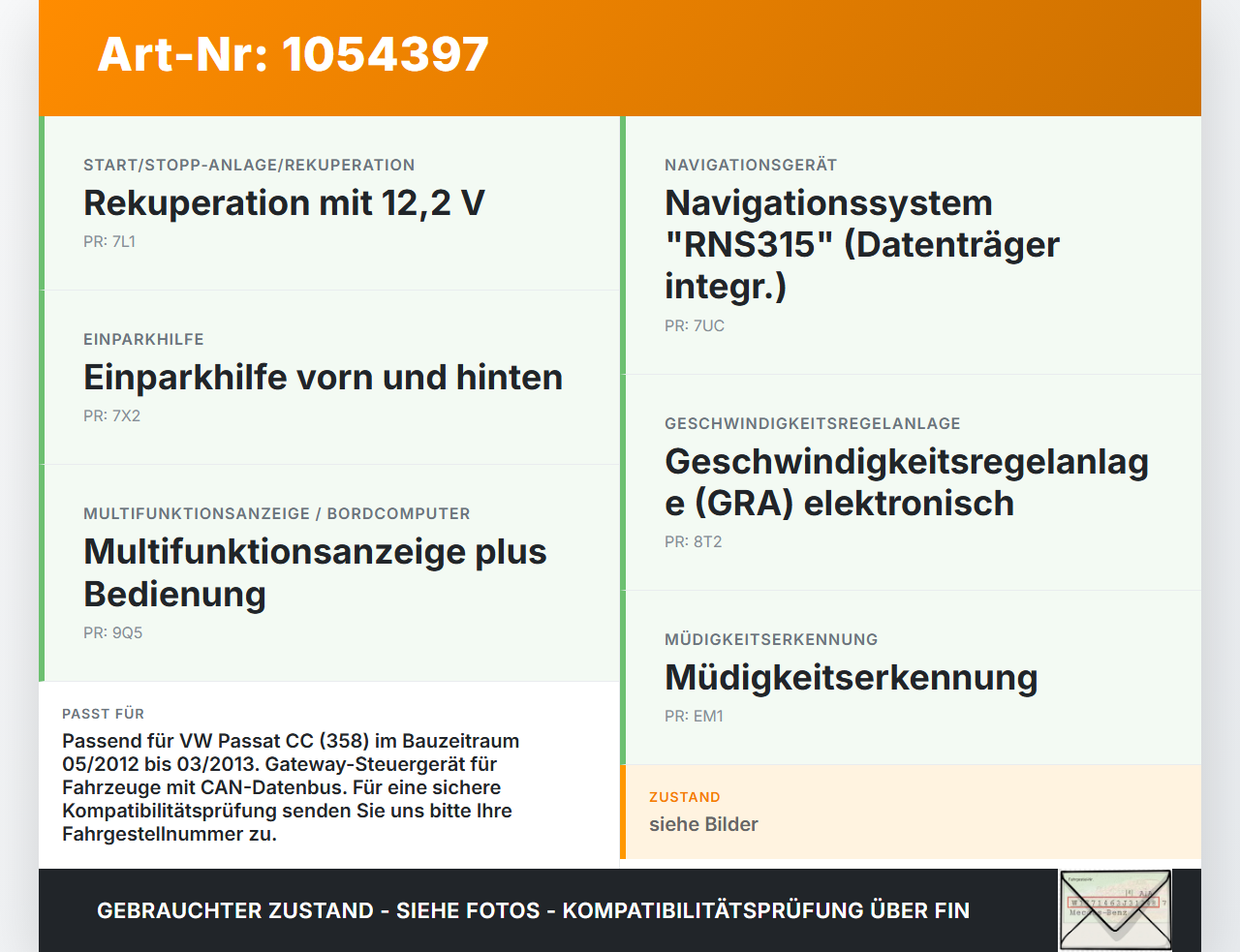 VW Passat CC 358 12-16 Steuergerät SG Gateway Continental SJ8 FST VW Passat CC 358 12-16 10.04.2013 7N0907530AN... Vorschau 3