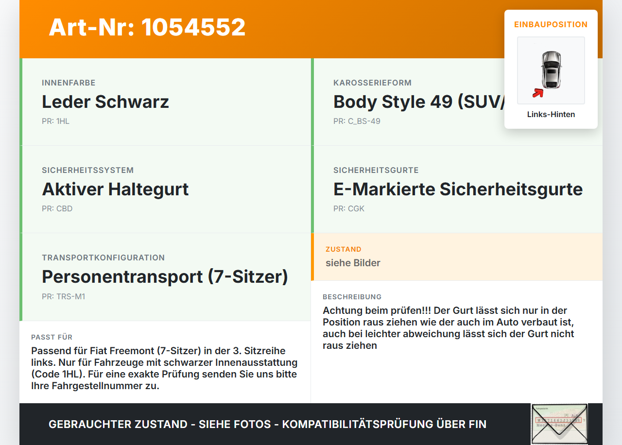 Fiat Freemont 11-16 Gurt Sicherheitsgurt Links Hinten 3te Reihe Fiat Freemont 11-16 17.02.2011 K1AN13DX9AD... Vorschau 3
