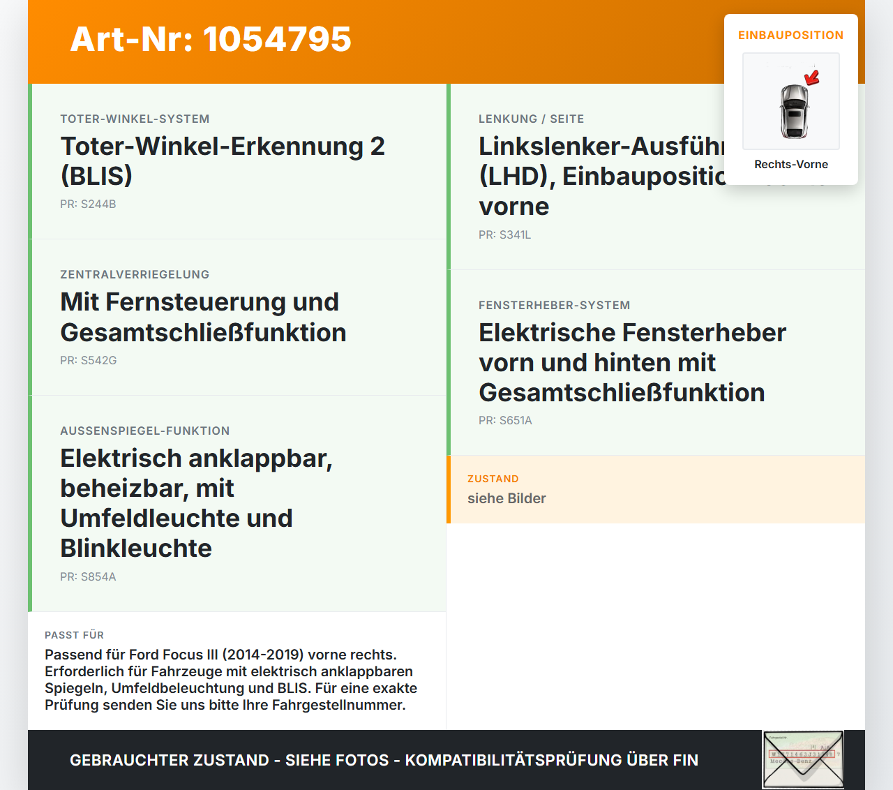 Ford Focus III 3 14-20 Steuergerät ECU Modul Türsteuergerät Rechts Vorne Ford Focus III 3 14-20 05.07.2017... Vorschau 3