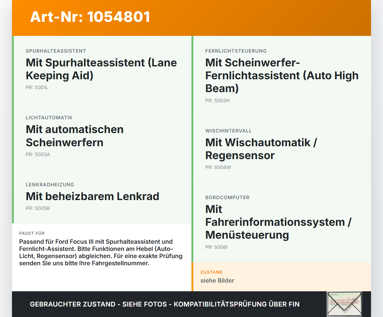 Ford Focus III 3 14-20 Blinkerschalter Lenkstockschalter Blinker Ford Focus III 3 14-20 05.07.2017 W705985-S303... Vorschau 3