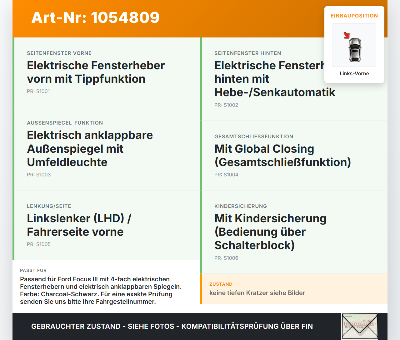 Ford Focus III 3 14-20 Kombi Fensterheberschalter Schalter Links Vorne Ford Focus III 3 14-20 05.07.2017... Vorschau 3