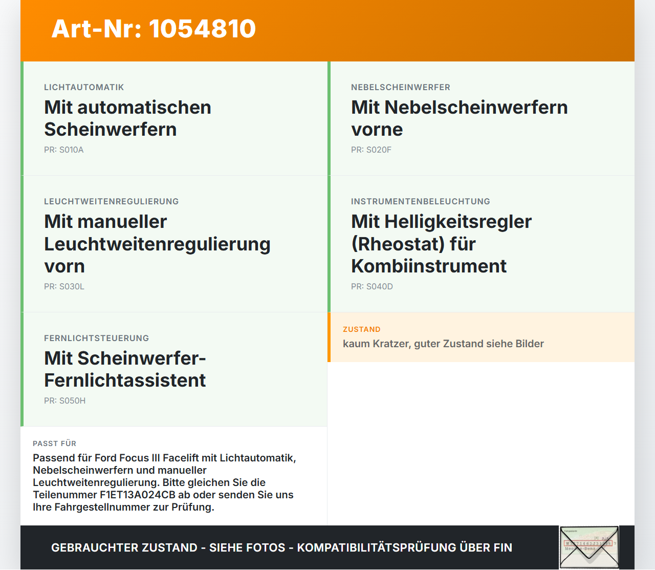 Ford Focus III 3 14-20 Lichtschalter Schalter Ford Focus III 3 14-20 05.07.2017 F1ET-13A024-CB F1ET13A024CB... Vorschau 3
