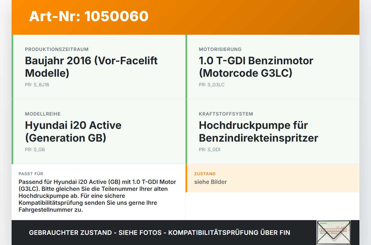 Hyundai I20 Active GB 13-16 1,0i 75KW Einspritzpumpe Hochdruckpumpe Benzinpumpe Hyundai I20 Active GB 13-16... Vorschau 3