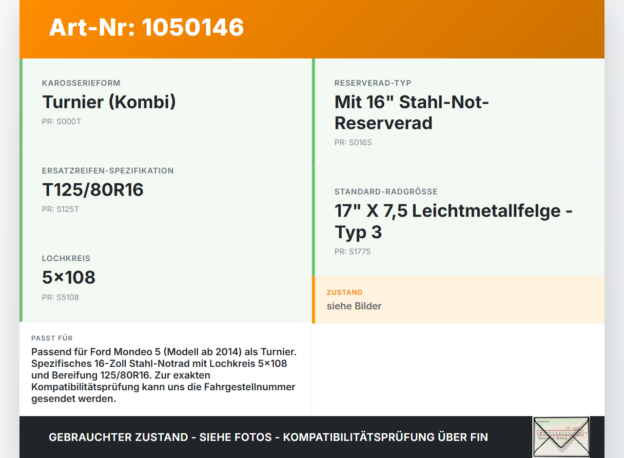 Ford Mondeo 5 V CF 14-19 1 x Komplettrad Ersatzrad Stahlfelge Sommerreifen 125/80R16 5X108 Ford Mondeo 5 V CF 14-19... Vorschau 3