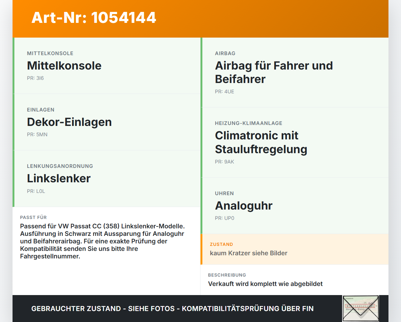 VW Passat CC 358 12-16 Armaturenbrett Panel komplett VW Passat CC 358 12-16 10.04.2013 3AB857003AB 3AB857003ABOBP... Vorschau 3