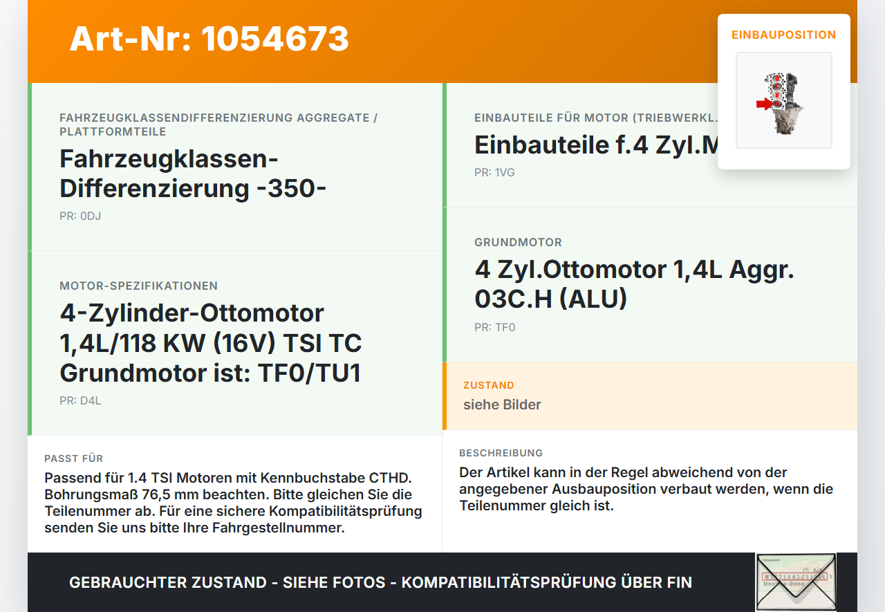 VW Passat CC 358 12-16 TSI 1,4 118KW CTHD Kolben mit Pleuel Pos A VW Passat CC 358 12-16 10.04.2013 03C107065CK... Vorschau 3