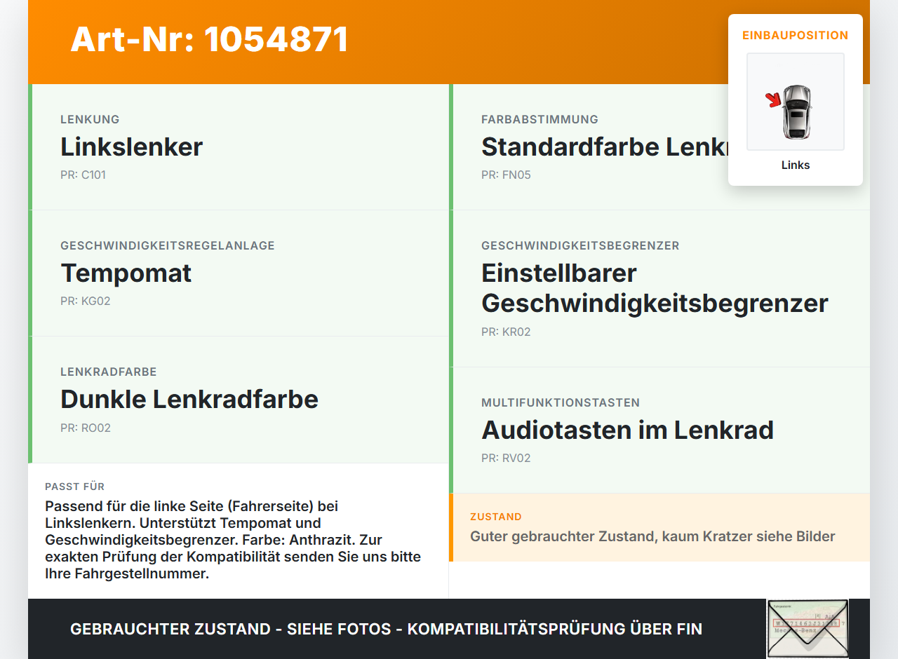 Volvo V60 I 155 10-13 Lenkradschalter Multifunktionstasten Schalter für Lenkrad Links Volvo V60 I 155 10-13... Vorschau 3