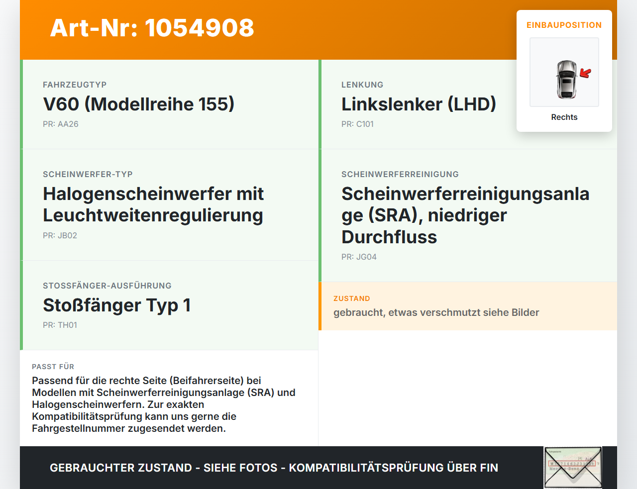 Volvo V60 I 155 10-13 Waschdüse Hubzylinder SRA für Scheinwerfer Rechts Volvo V60 I 155 10-13 29.09.2014 30784345... Vorschau 3
