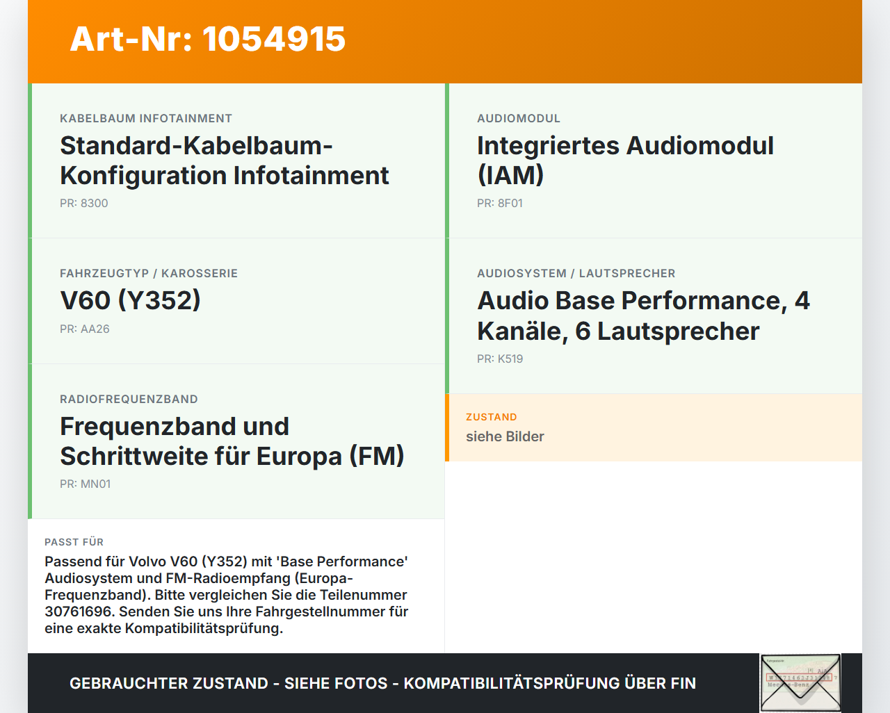 Volvo V60 I 155 10-13 Antennenverstärker Weiche Antenne Volvo V60 I 155 10-13 29.09.2014 30761696 P30761696... Vorschau 3
