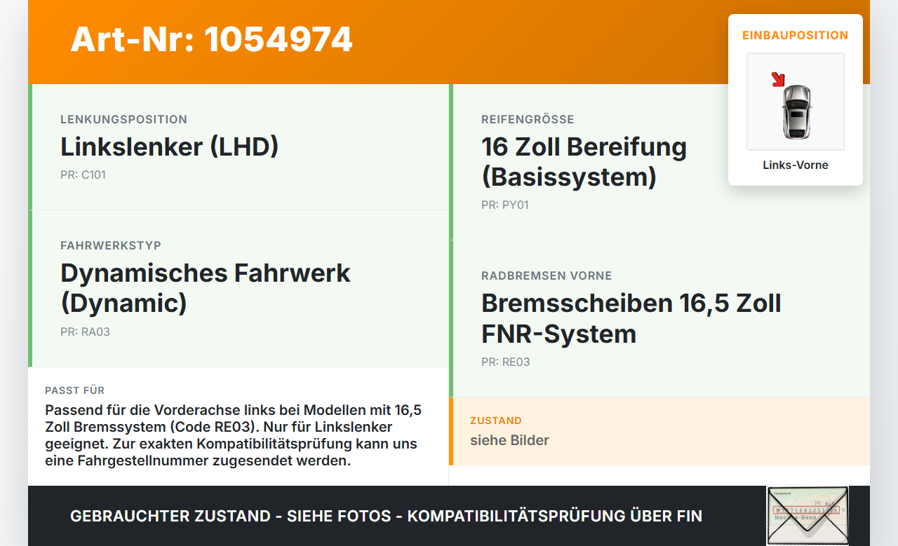 Volvo V60 I 155 10-13 1,6 84KW Bremssattel Bremszange Vorne Links Volvo V60 I 155 10-13 29.09.2014 36000151 gebraucht Vorschau 3