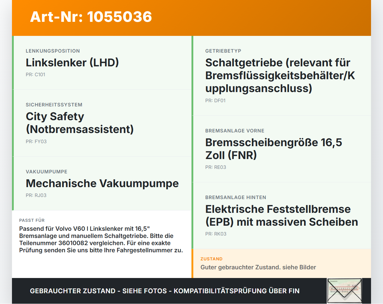 Volvo V60 I 155 10-13 Hauptbremszylinder Bremszylinder Volvo V60 I 155 10-13 29.09.2014 36010082 gebraucht Vorschau 3