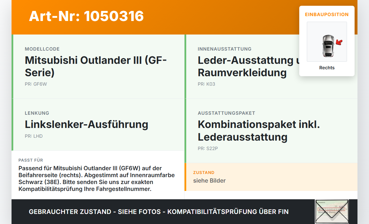 Mitsubishi Outlander III 15-18 Sonnenblende Rechts für Beifahrer Mitsubishi Outlander III 15-18 25.10.2012 7430A849... Vorschau 3