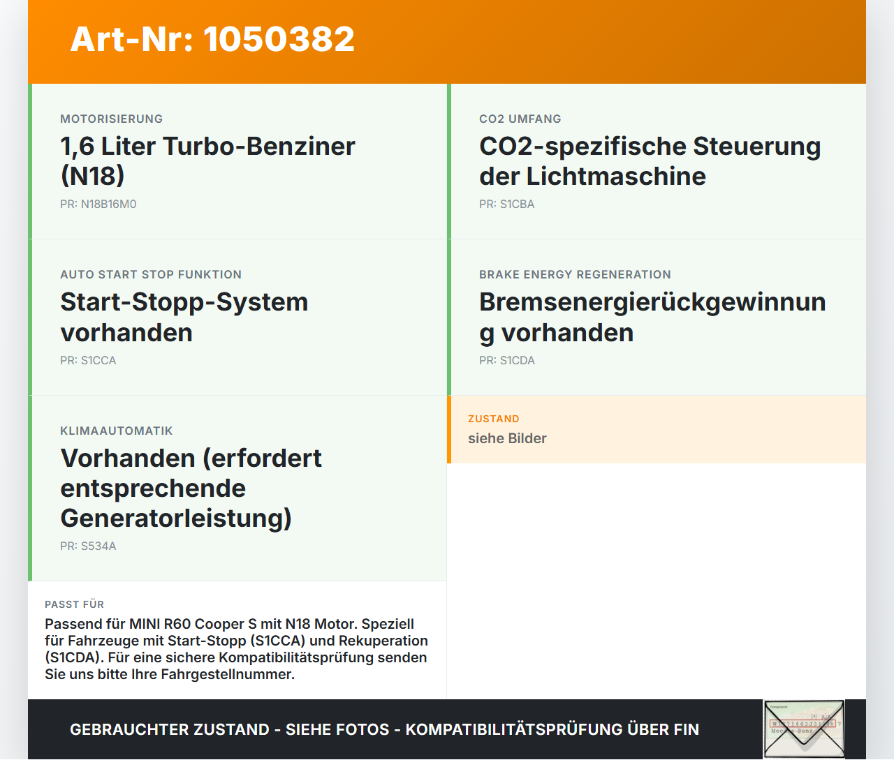 MINI Cooper S All4 R60 14-16 1,6 140KW Lichtmaschine Generator CL12 120A MINI Cooper S All4 R60 14-16 30.03.2015... Vorschau 3