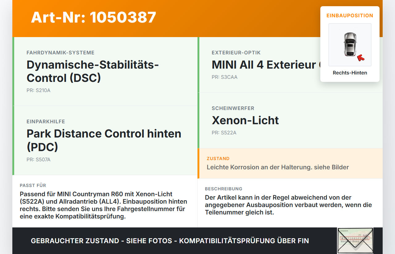 MINI Cooper S All4 R60 14-16 Niveausensor Xenon LWR Sensor Rechts Hinten MINI Cooper S All4 R60 14-16 30.03.2015... Vorschau 3