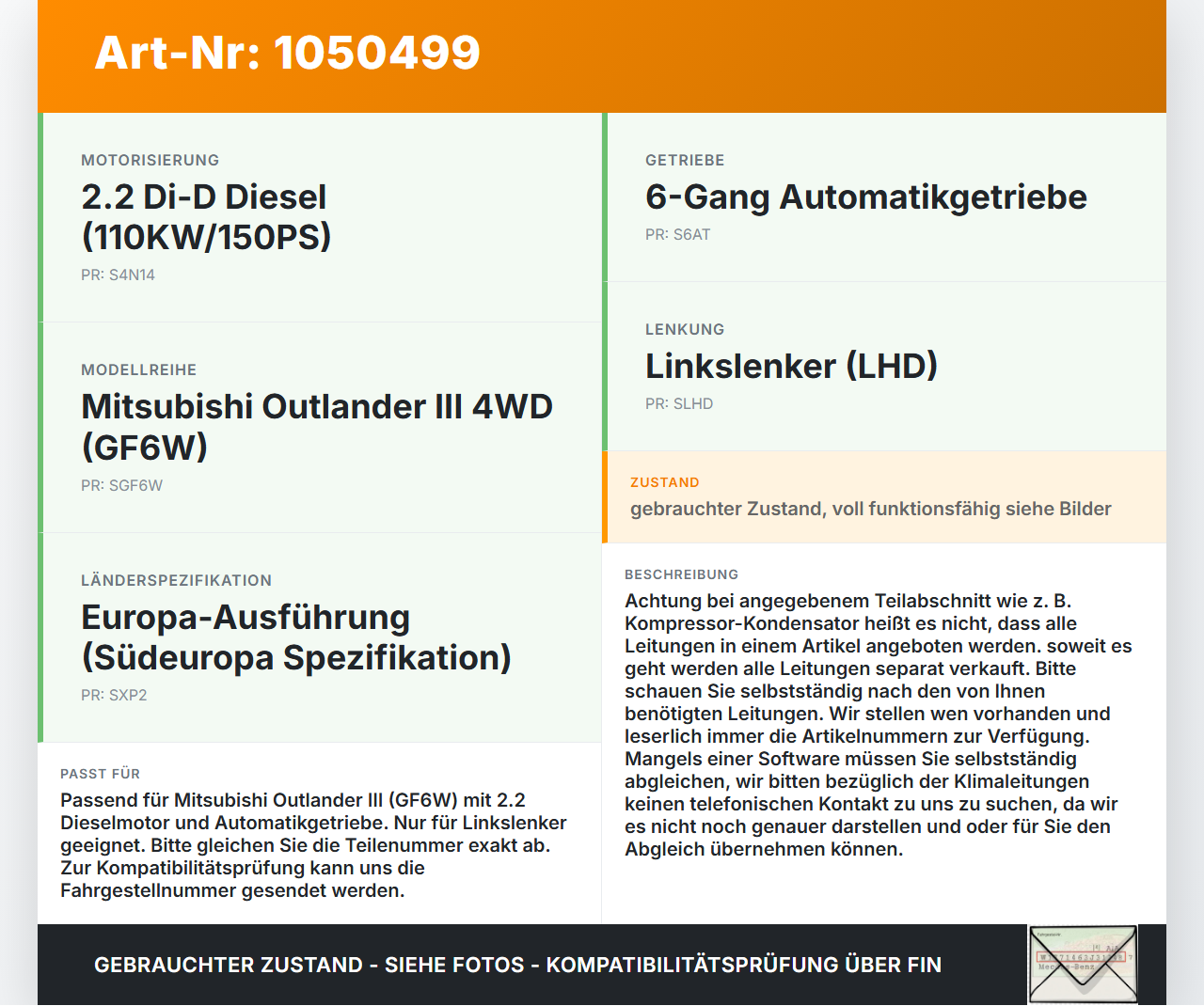 Mitsubishi Outlander III 15-18 2,2d 110KW Klimaschlauch Klimaleitung Mitsubishi Outlander III 15-18 25.10.2012 gebraucht Vorschau 3