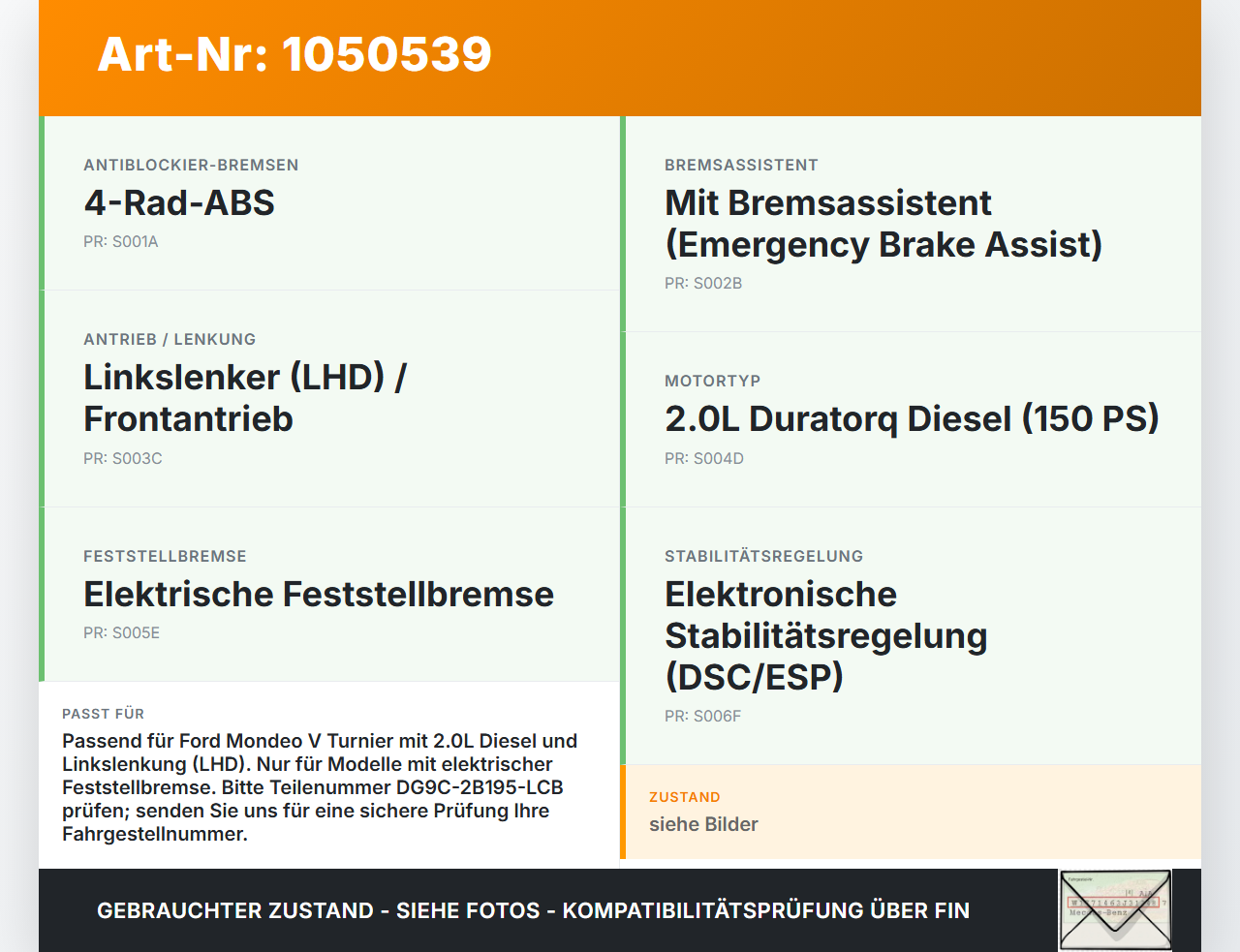 Ford Mondeo 5 V CF 14-19 2,0 110KW Bremskraftverstärker Ford Mondeo 5 V CF 14-19 09.12.2015 DG9C-2B195-LCB... Vorschau 3