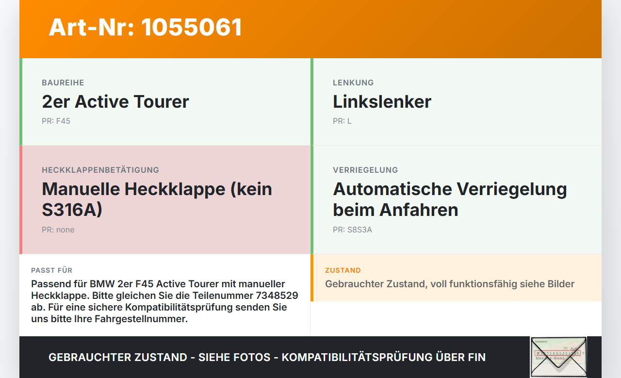 BMW F45 14-18 Schloss f. Heckklappe Heckklappenschloss Verriegelung BMW F45 14-18 22.11.2017 7348529 51247348529... Vorschau 3