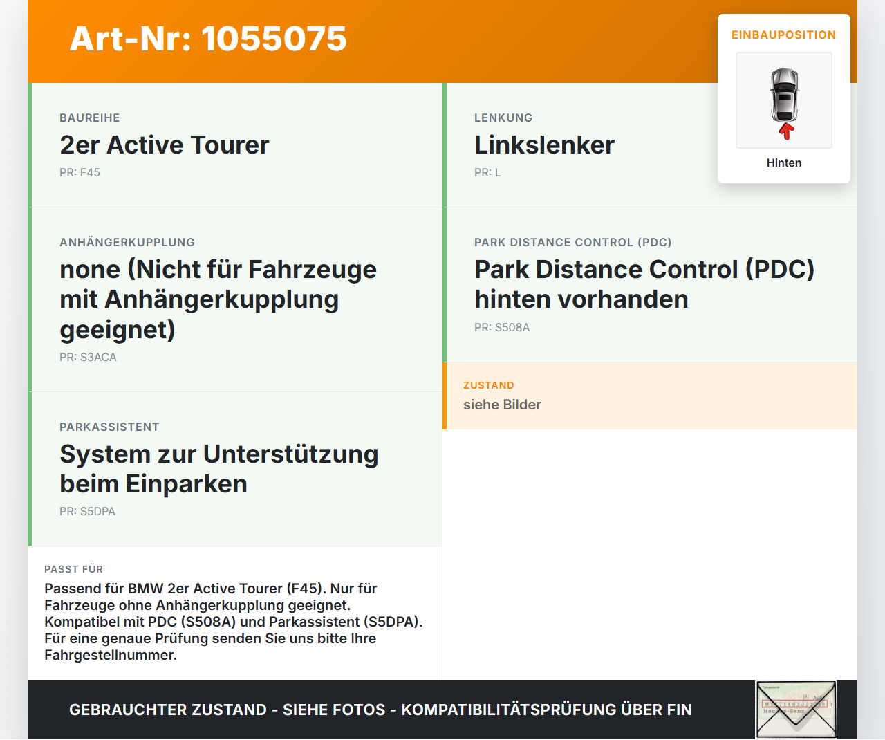 BMW F45 14-18 Stoßstangenträger Stoßfängerträger Querträger Träger Hinten BMW F45 14-18 22.11.2017 7300815... Vorschau 3
