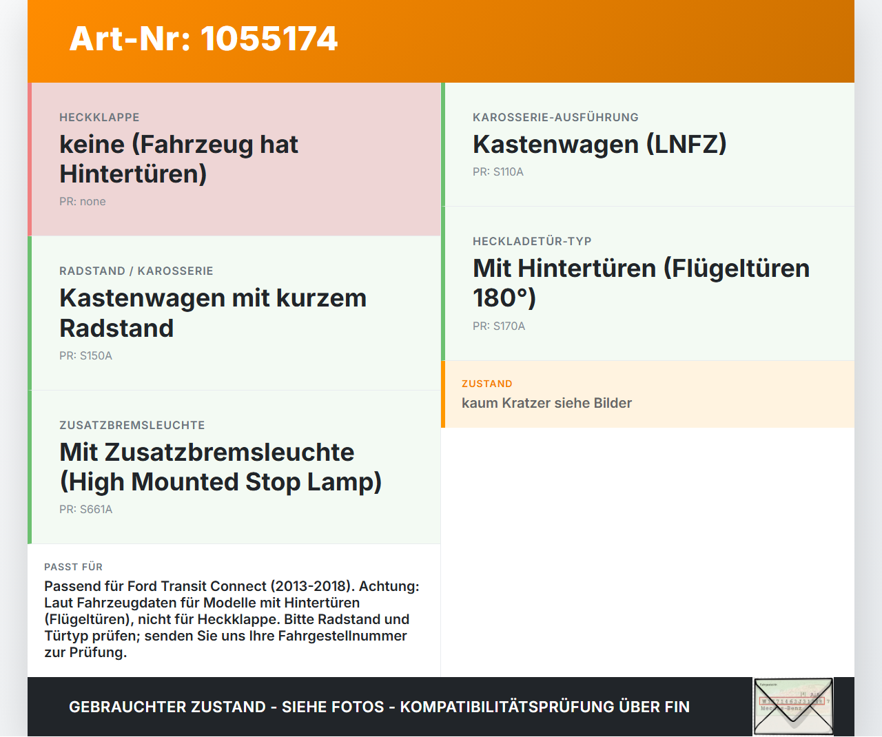 Ford Transit Connect 13-18 Lang Bremslicht 3te Bremsleuchte für Klappe Ford Transit Connect 13-18 20.06.2017... Vorschau 3