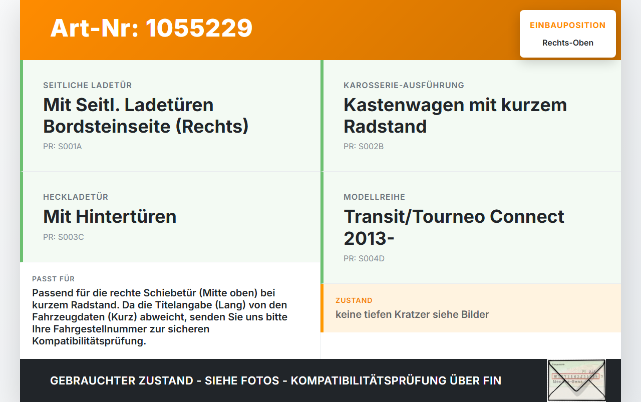 Ford Transit Connect 13-18 Lang Führungsrolle für Schiebetür Mitte Rechts Oben Ford Transit Connect 13-18... Vorschau 3