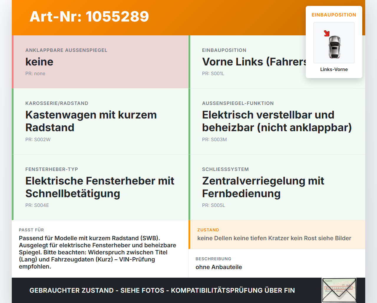 Ford Transit Connect 13-18 Lang Tür Fahrertür Links Vorne 5D Ford Transit Connect 13-18 20.06.2017 PDT11-V20125-AH... Vorschau 3
