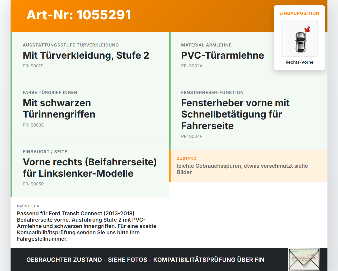 Ford Transit Connect 13-18 Lang Türverkleidung Türpappe Rechts Vorne Ford Transit Connect 13-18 20.06.2017... Vorschau 3