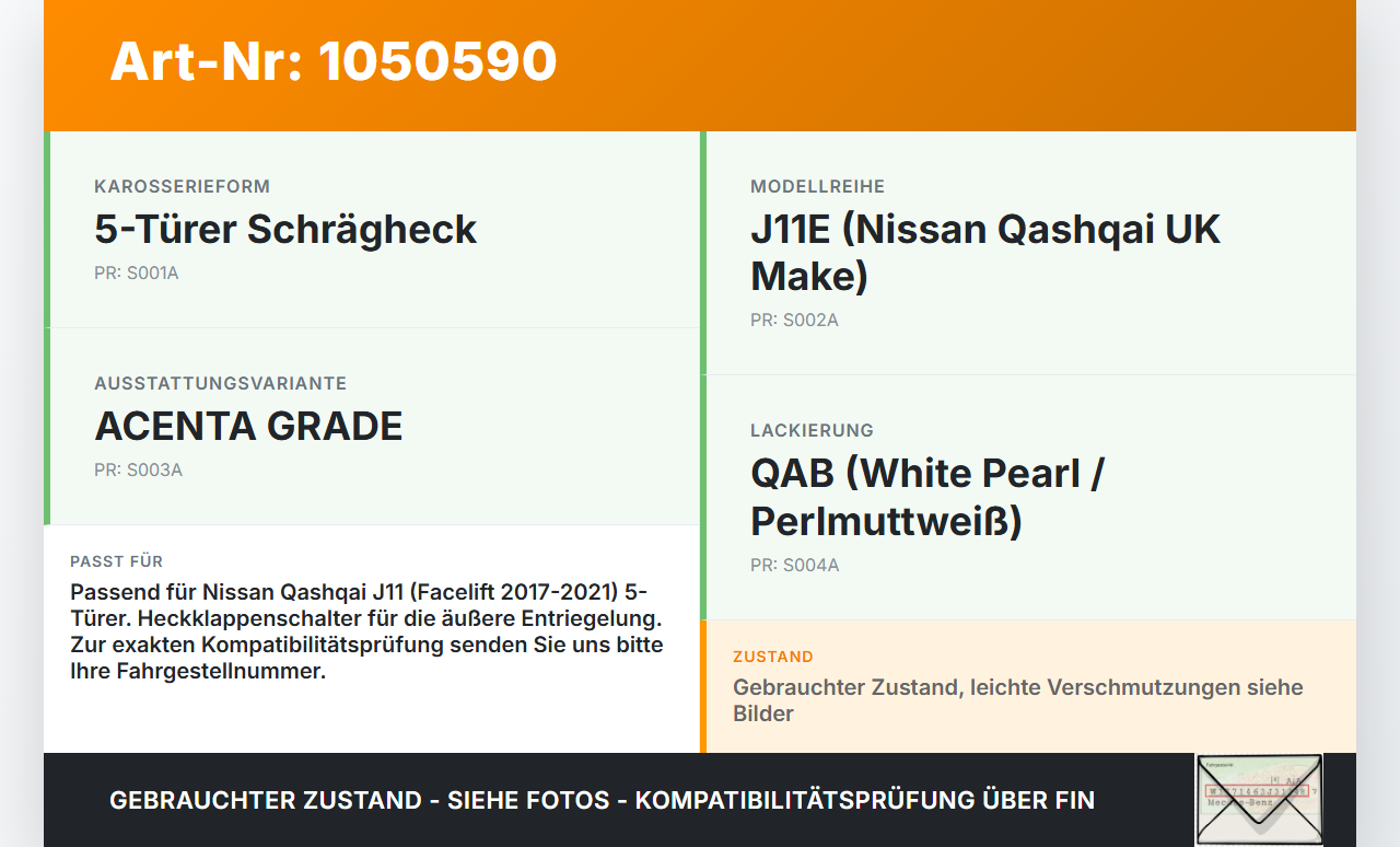 Nissan Qashqai II J11 17-21 Schalter Taster Öffner für Heckklappe Nissan Qashqai II J11 17-21 01.06.2017 gebraucht Vorschau 3