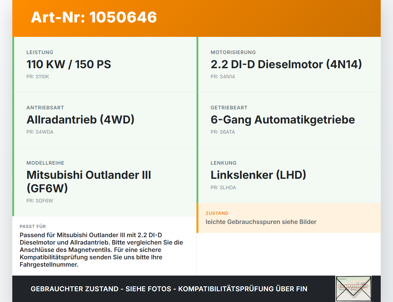 Mitsubishi Outlander III 15-18 2,2d 110KW Unterdruckventil Magnetventil Mitsubishi Outlander III 15-18 25.10.2012... Vorschau 3