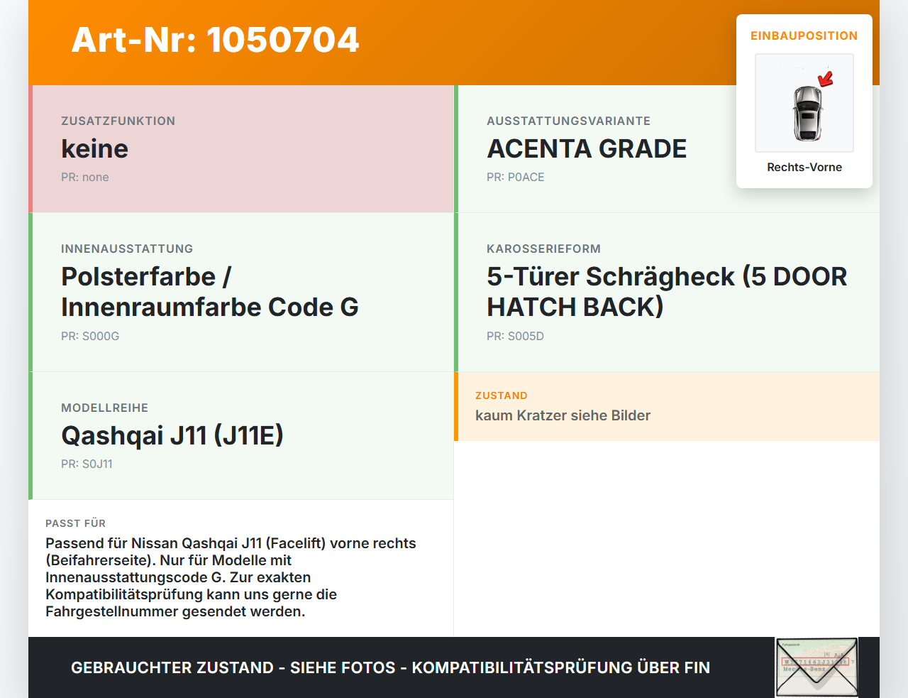 Nissan Qashqai II J11 17-21 Blende Türleiste Rechts Vorne Innen QAB Nissan Qashqai II J11 17-21 01.06.2017 gebraucht Vorschau 3
