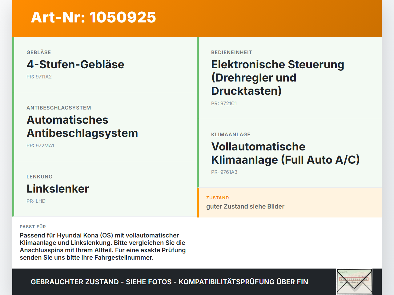 Hyundai Kona OS 17-20 Widerstand Gebläse Lüfter Hyundai Kona OS 17-20 03.08.2018 gebraucht Vorschau 3