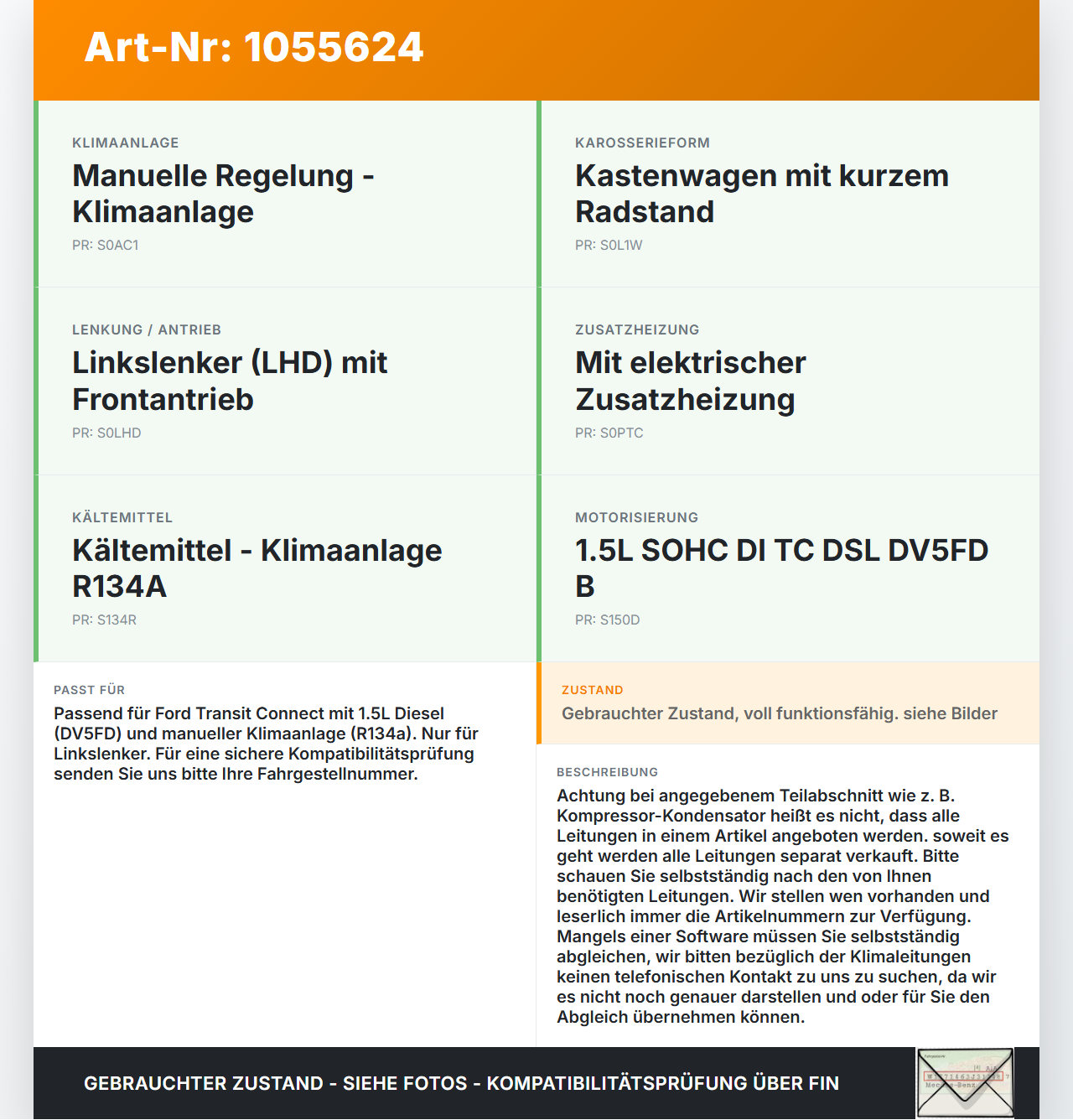 Ford Transit Connect 13-18 1,5 75KW Klimaschlauch Klimaleitung Ford Transit Connect 13-18 20.06.2017 F1F1-19N601-BC... Vorschau 3