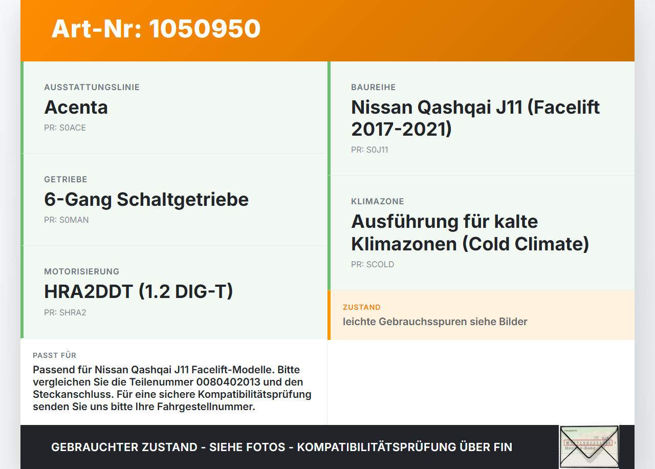 Nissan Qashqai II J11 17-21 Hupe Signalhorn Nissan Qashqai II J11 17-21 01.06.2017 0080402013 gebraucht Vorschau 3