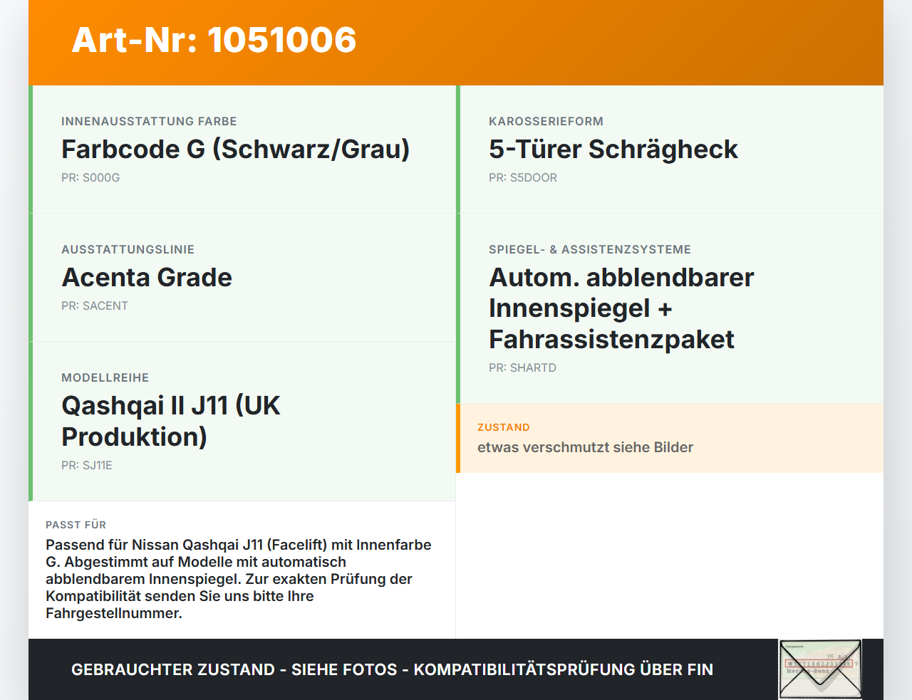 Nissan Qashqai II J11 17-21 Innenleuchte Innenraumleuchte Nissan Qashqai II J11 17-21 01.06.2017 B26430HV00A... Vorschau 3