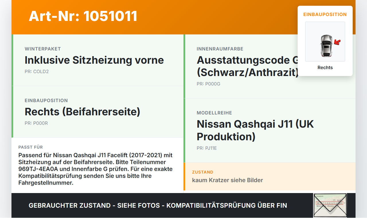 Nissan Qashqai II J11 17-21 Schalter Regler für Sitzheizung Rechts Nissan Qashqai II J11 17-21 01.06.2017... Vorschau 3