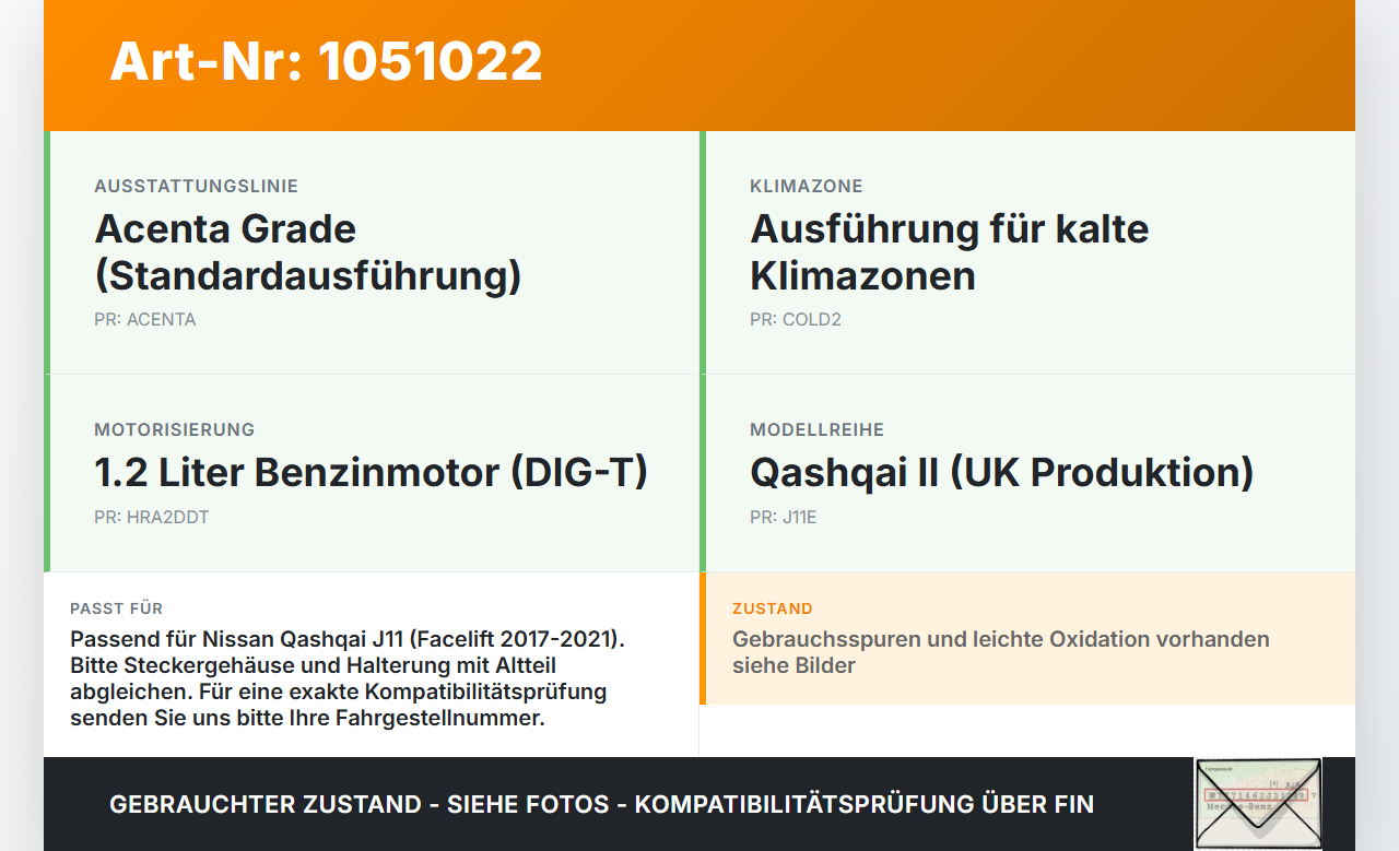 Nissan Qashqai II J11 17-21 Hupe Signalhorn Nissan Qashqai II J11 17-21 01.06.2017 008040/2013 A045456 001183 gebraucht Vorschau 3