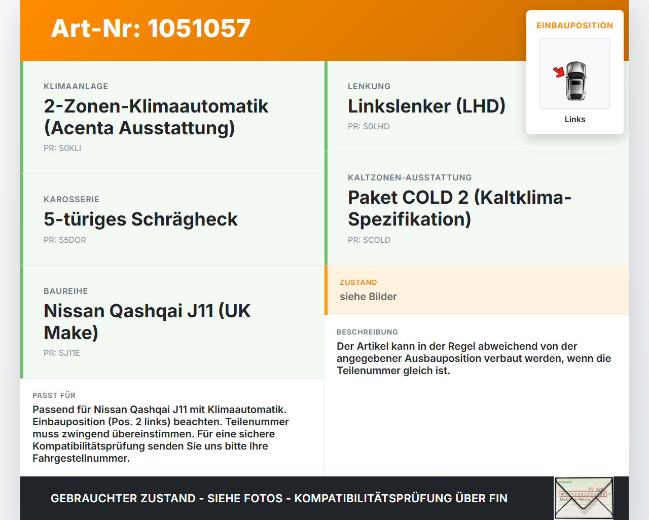 Nissan Qashqai II J11 17-21 Luftklappenstellmotor Stellmotor Pos.2 Links Nissan Qashqai II J11 17-21 01.06.2017... Vorschau 3