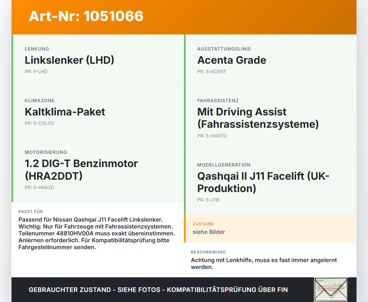 Nissan Qashqai II J11 17-21 Lenkhilfe Lenksäule elektrisch Nissan Qashqai II J11 17-21 01.06.2017 48810HV00A... Vorschau 3