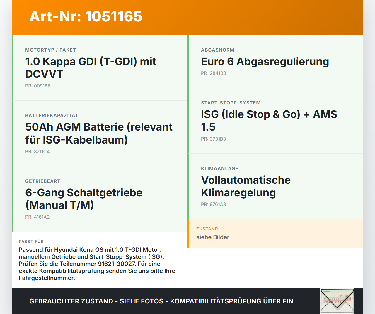 Hyundai Kona OS 17-20 Kabelbaum für Motor Hyundai Kona OS 17-20 03.08.2018 9162130027 1802091227 gebraucht Vorschau 3