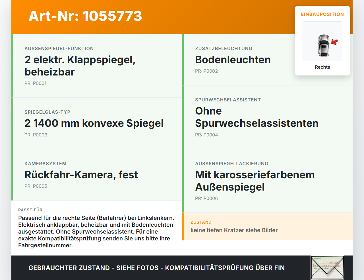 Discovery Sport L550 15-19 Spiegel Aussenspiegel Rechts 873 Discovery Sport L550 15-19 12.03.2015 LR072950... Vorschau 3
