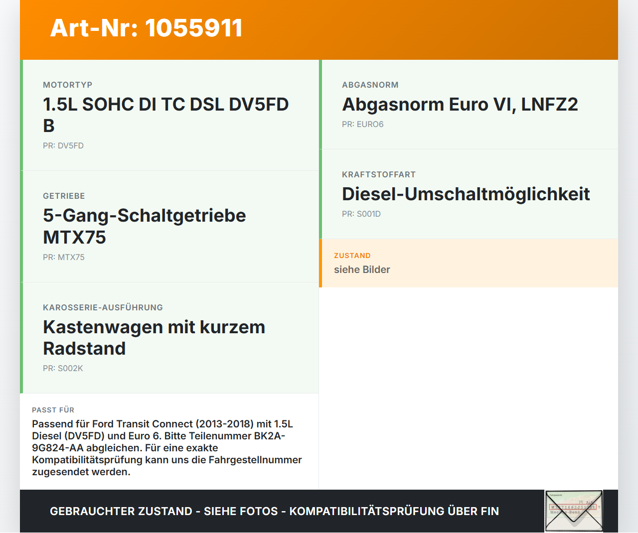 Ford Transit Connect 13-18 1,5 75KW Luftdruck MAP Sensor Ford Transit Connect 13-18 20.06.2017 BK2A-9G824-AA gebraucht Vorschau 3