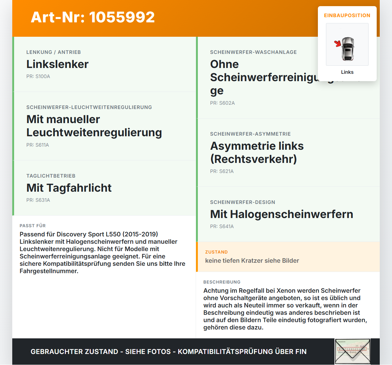 Discovery Sport L550 15-19 Scheinwerfer Frontscheinwerfer Links Discovery Sport L550 15-19 12.03.2015 LR072820... Vorschau 3