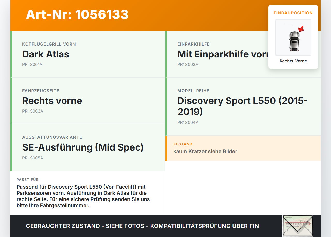 Discovery Sport L550 15-19 Blende Verkleidung Stoßstange Rechts Vorne Discovery Sport L550 15-19 12.03.2015... Vorschau 3