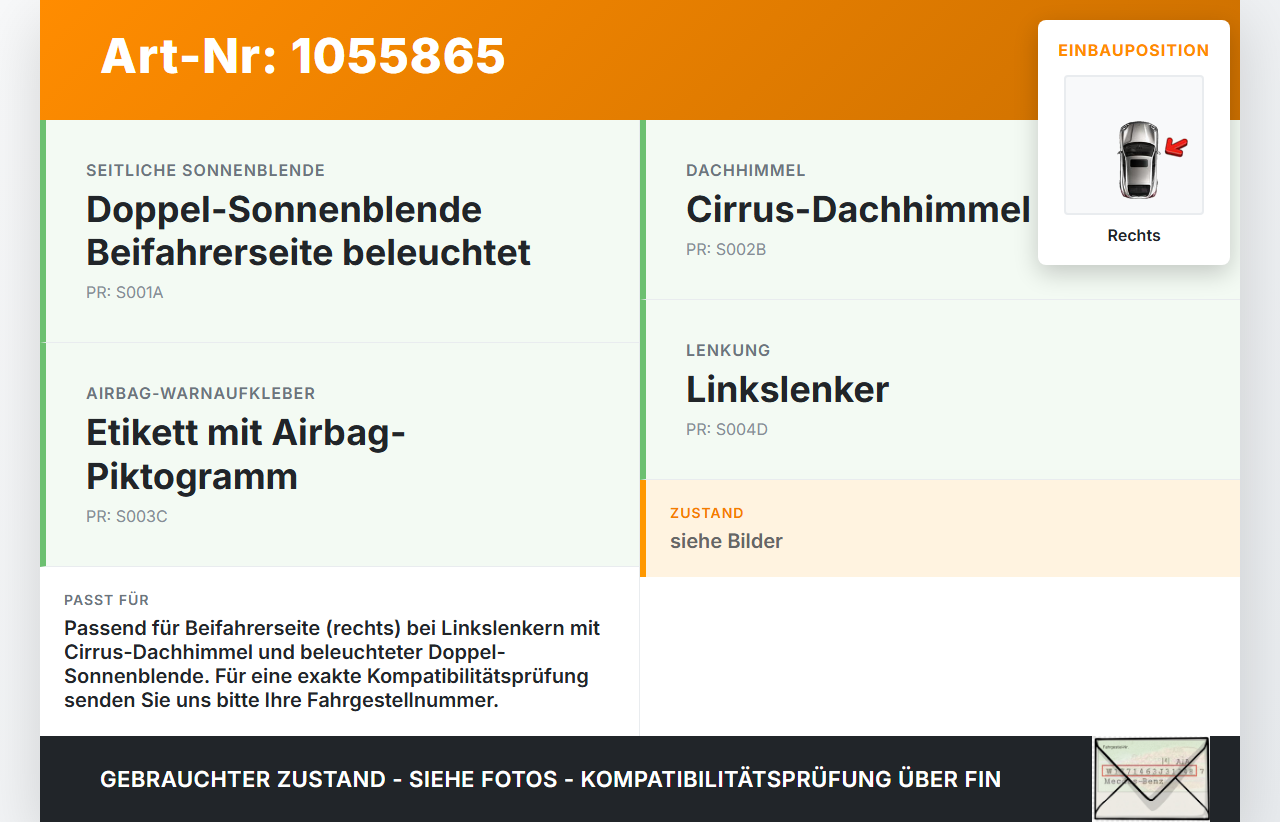 Discovery Sport L550 15-19 Sonnenblende Rechts für Beifahrer Discovery Sport L550 15-19 12.03.2015 LR060407 gebraucht Vorschau 3