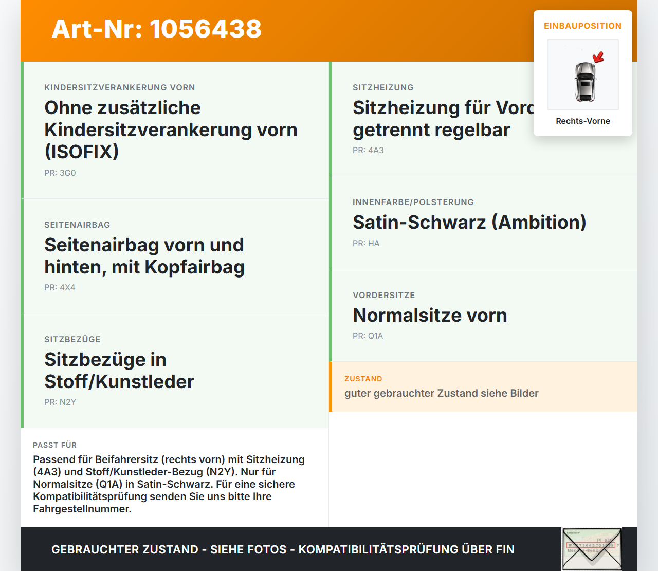 Skoda Octavia III 5E 17-20 Kombi Sitzbezug Sitzpolster für Beifahrersitz Rechts Vorne beheizt Skoda Octavia III 5E... Vorschau 3