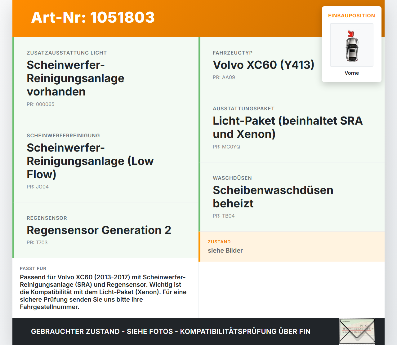 Volvo XC60 156 13-17 Waschwasserpumpe Wischwasserpumpe Waschpumpe Vorne Volvo XC60 156 13-17 23.11.2016 gebraucht Vorschau 3
