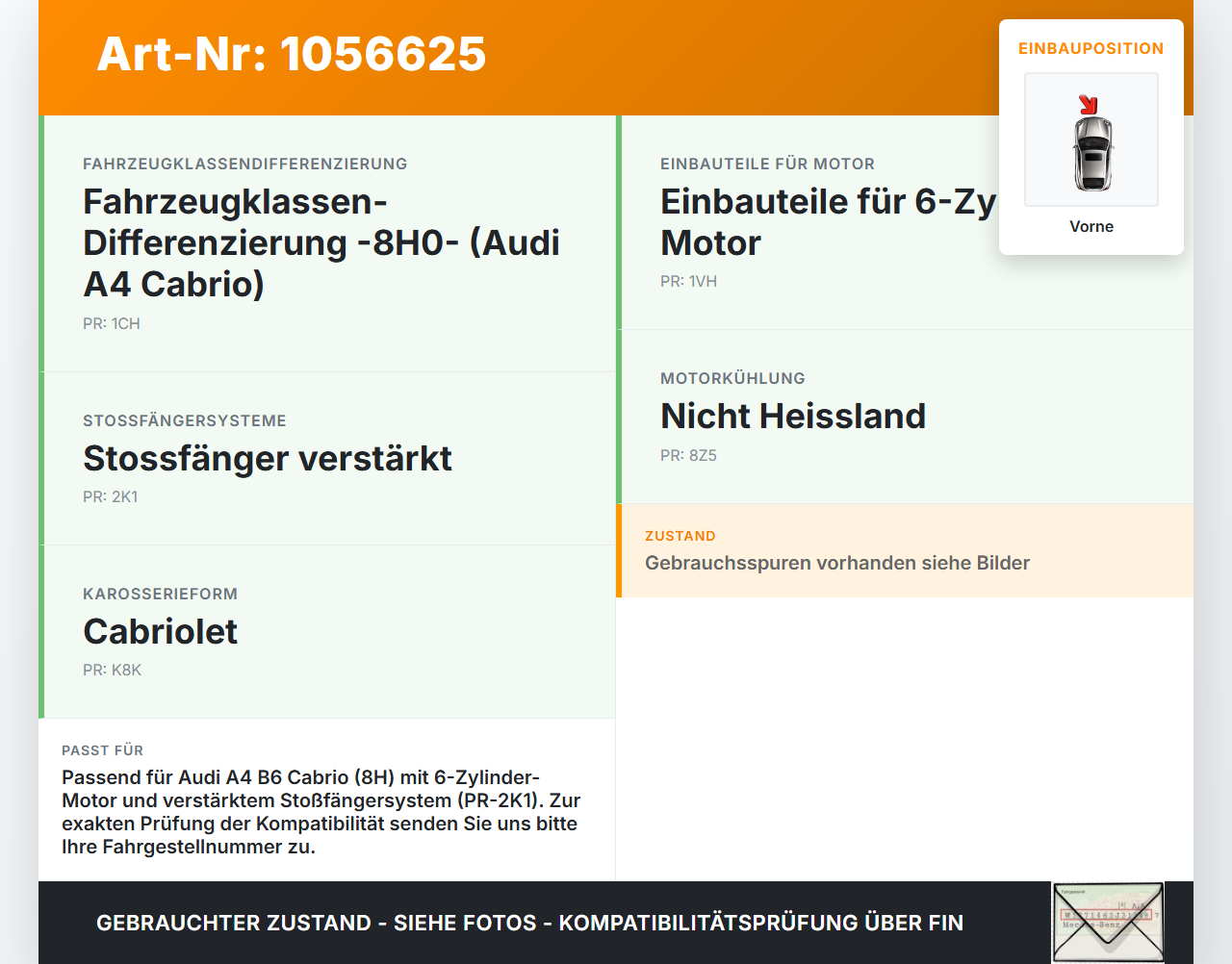 Audi A4 B6 8H 02-05 Stoßstangenträger Stoßfängerträger Querträger Vorne Audi A4 B6 8H 02-05 17.05.2005 8H0807109C... Vorschau 3