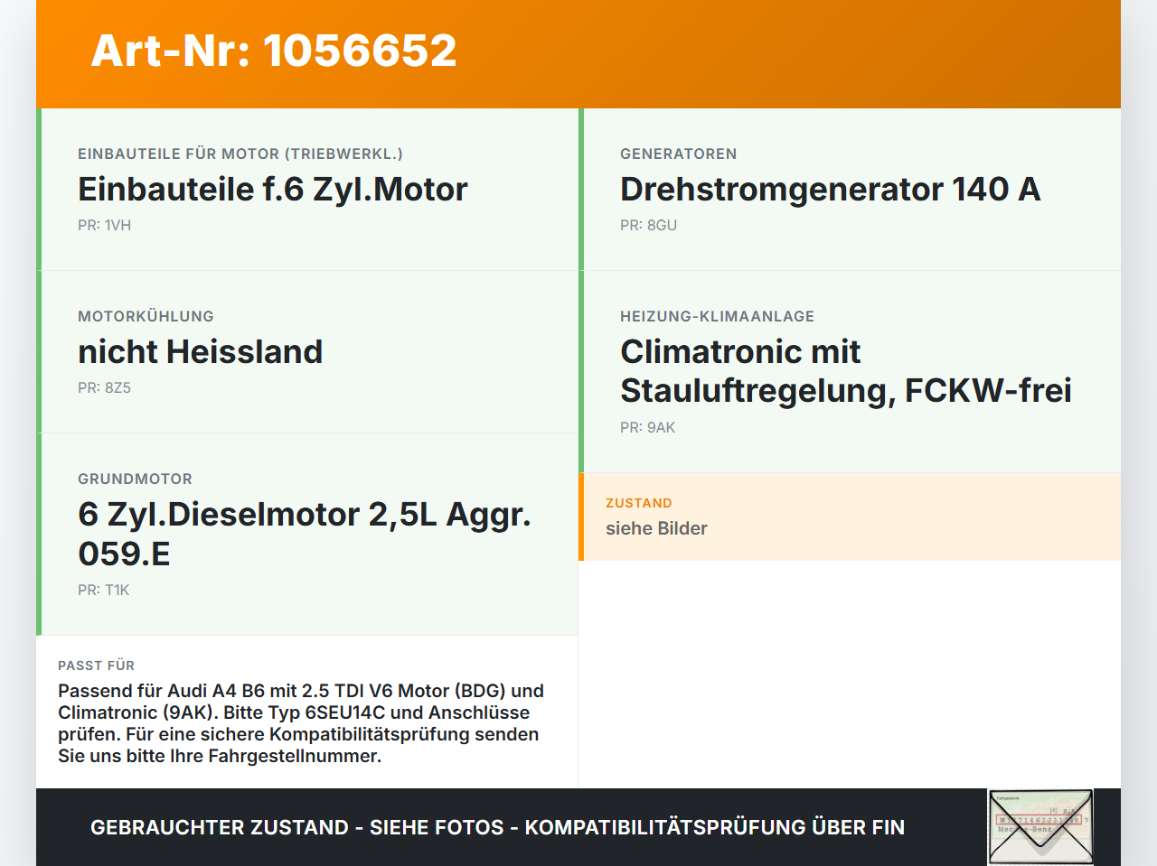 Audi A4 B6 8H 02-05 TDI 2,5 120KW Klimakompressor Klima Kompressor Audi A4 B6 8H 02-05 17.05.2005 8E0260805BN... Vorschau 3