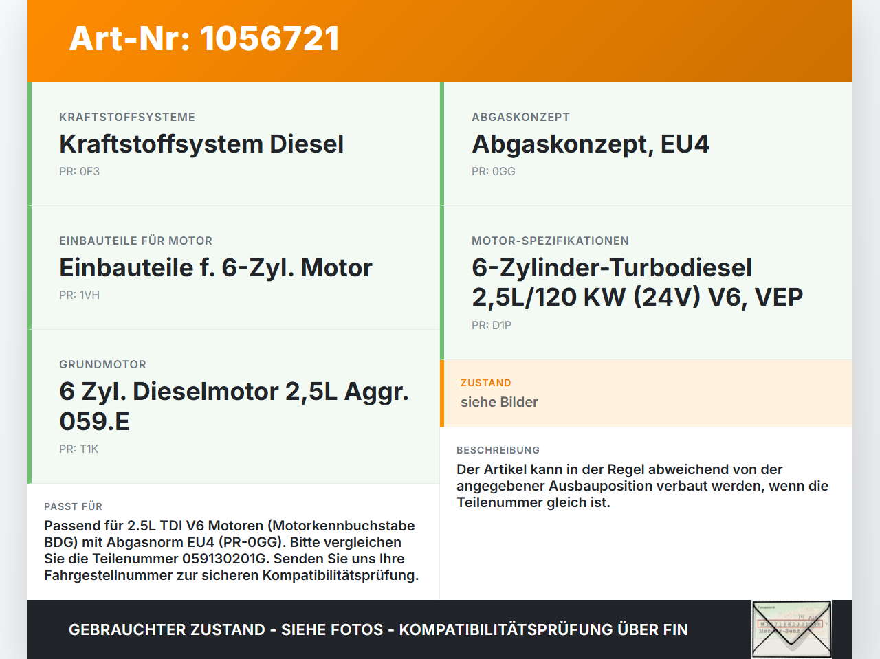 Audi A4 B6 8H 02-05 TDI 2,5 120KW Injektor Einspritzdüse Zyl.1 Audi A4 B6 8H 02-05 17.05.2005 059130201G 0432133786... Vorschau 3