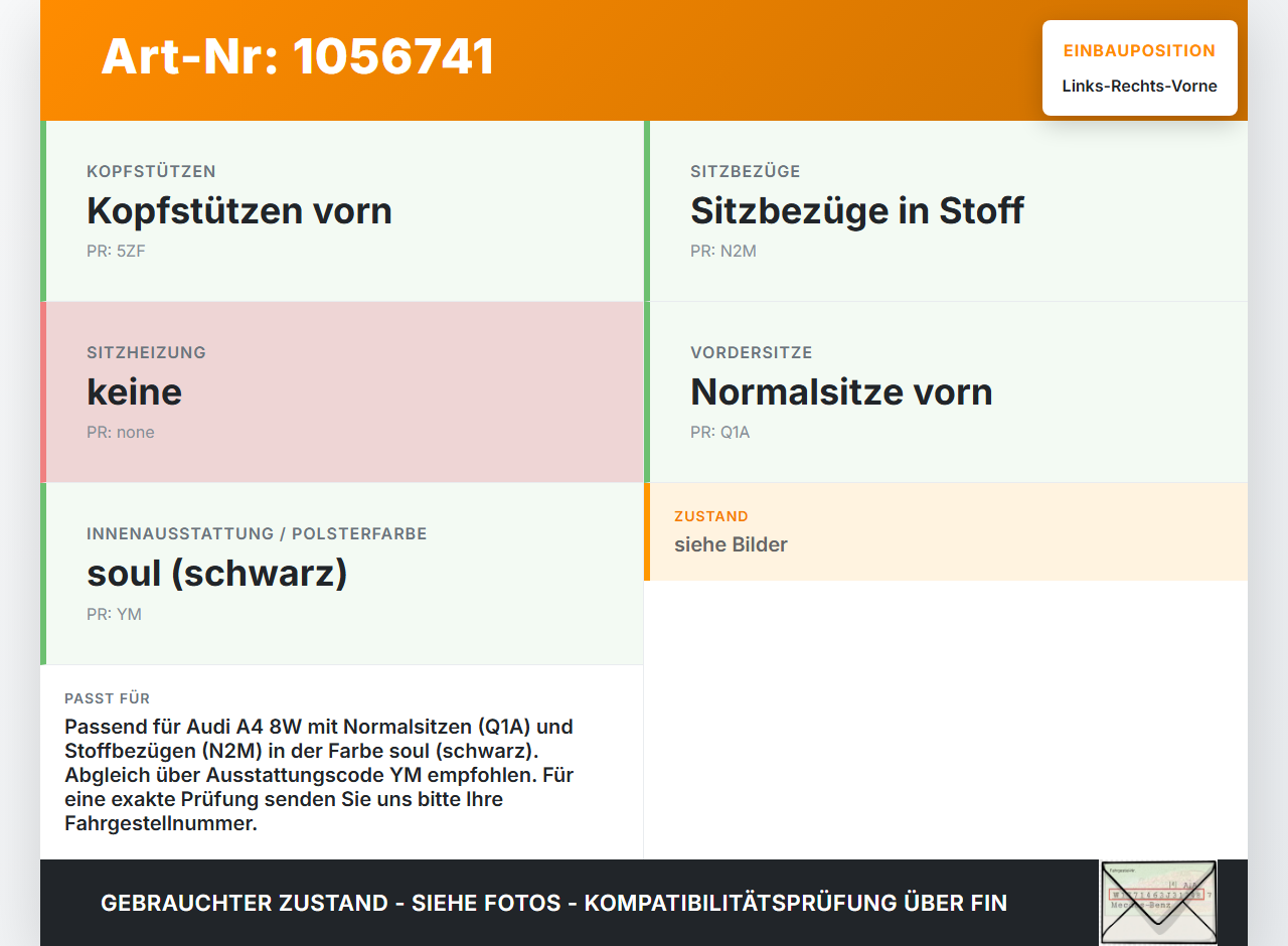Audi A4 8W B9 15-19 Kopfstütze für Fahrer Sitz Rechts oder Links Vorne Audi A4 8W B9 15-19 08.08.2017 8W0881903... Vorschau 3