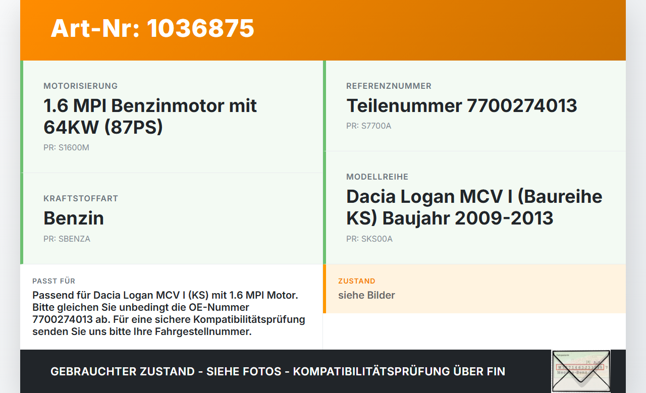 Dacia Logan MCV I KS 09-13 MPI 1,6 64KW Luftfilterkasten Dacia Logan MCV I KS 09-13 24.11.2009 8201080237... Vorschau 3